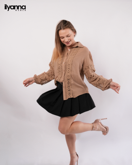 Une chemise brodée avec dentelle pour femme maroc