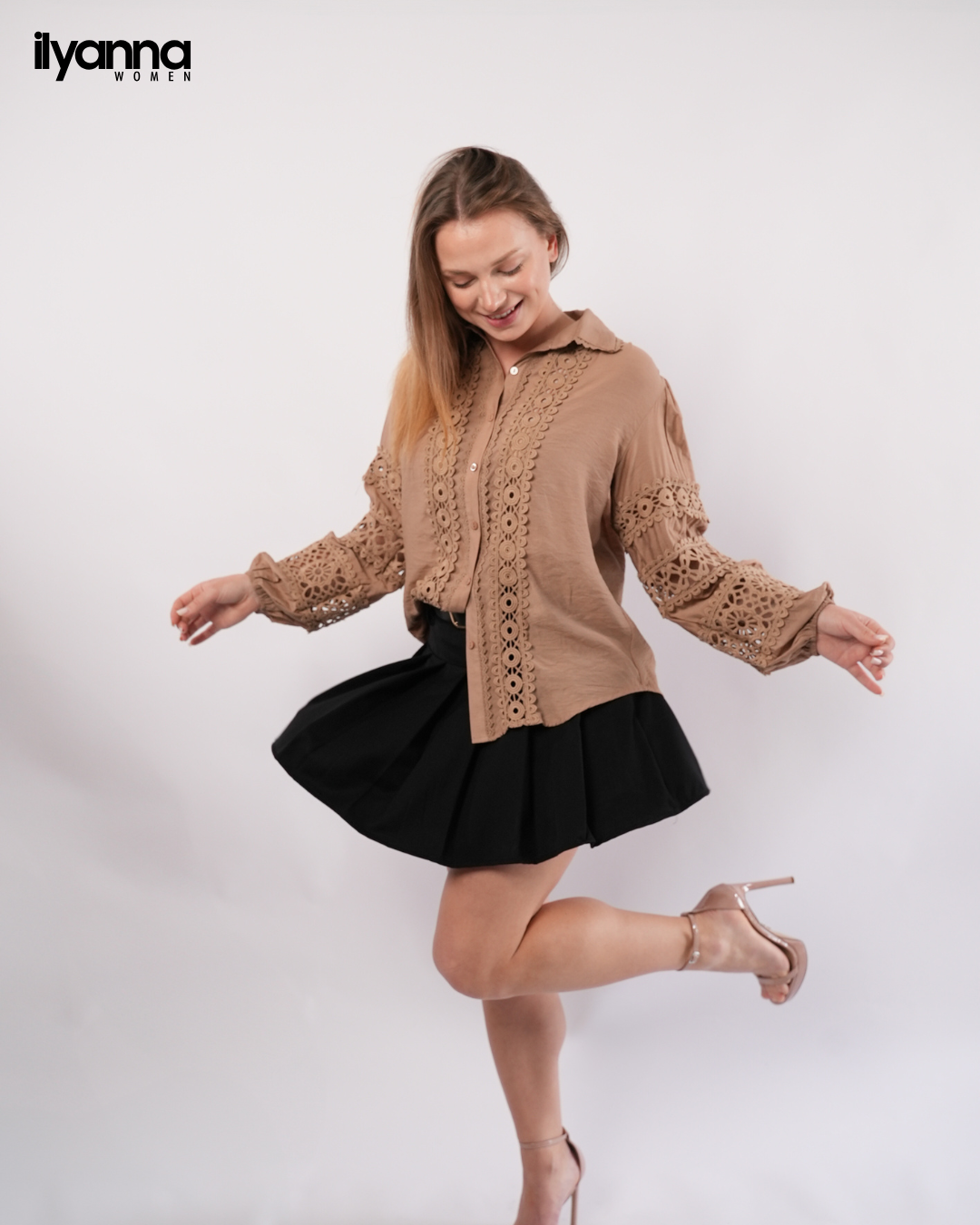 Une chemise brodée avec dentelle pour femme maroc