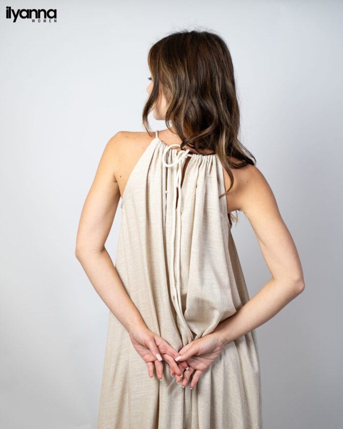 Robe Longue En Lin Avec Dentelle – Image 3