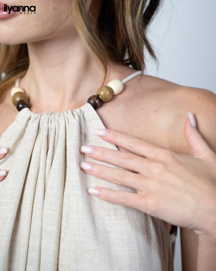 Robe Longue En Lin Avec Dentelle – Image 2
