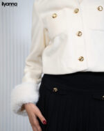 Manteau court raffiné aux boutons dorés – Image 2