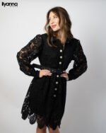 Robe chemise noire en dentelle – Image 3