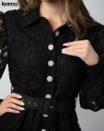 Robe chemise noire en dentelle – Image 4