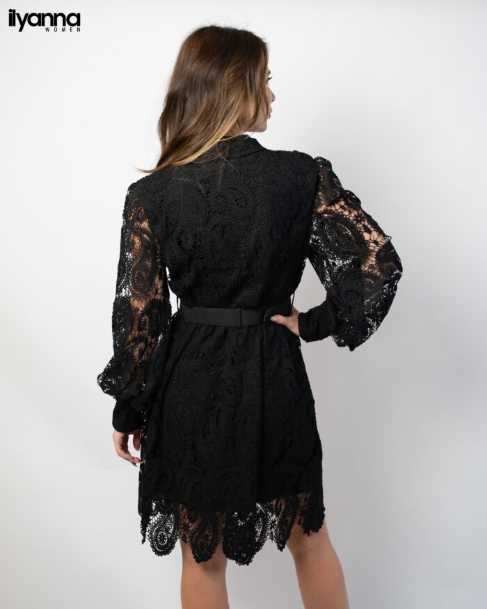 Robe chemise noire en dentelle – Image 5