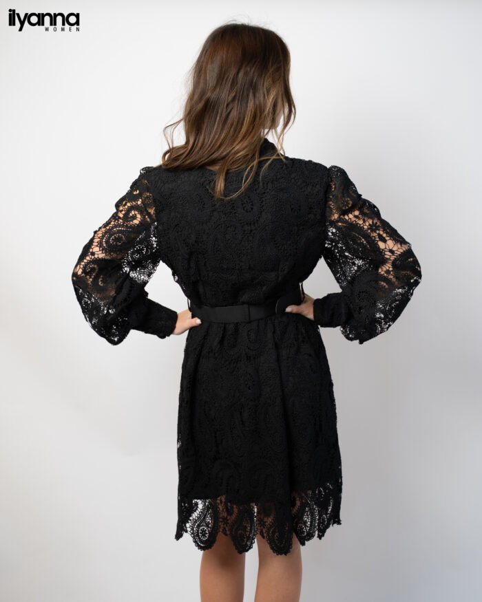 Robe chemise noire en dentelle – Image 6