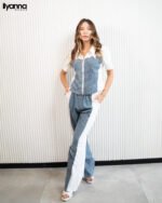 Ensemble Denim Bleu & Blanc Zippé