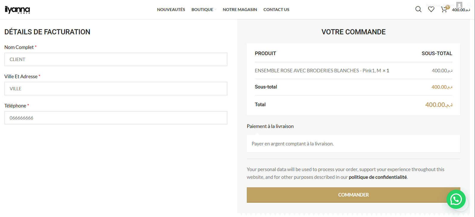 Formulaire client