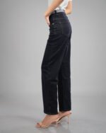 Jean taille haute coupe large – Denim brut bleu foncé – Image 7