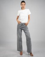 Jean taille haute effet asymétrique – coupe large