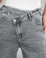 Jean taille haute effet asymétrique – coupe large – Image 2