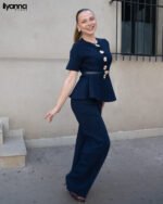 Ensemble Bleu Nuit — Boutons dorés & coupe structurée