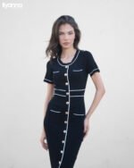 Robe maille boutonnée